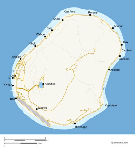 Carte Routes Et Villes De Nauru