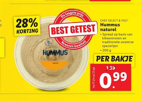 Chef Select You Hummus Naturel G Aanbieding Bij Lidl