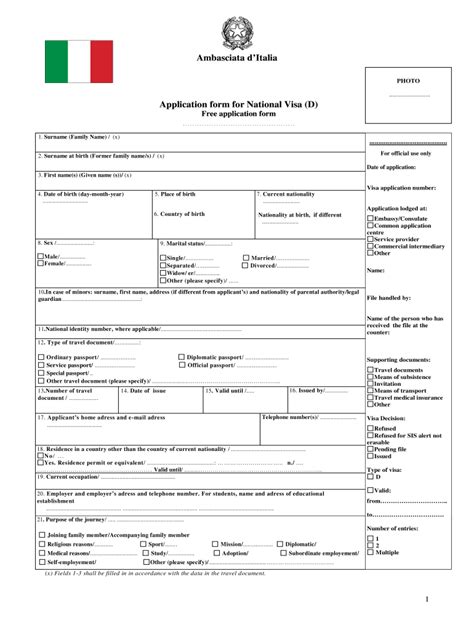2011 2025 Form Italy Application For National Visa D Fill Online