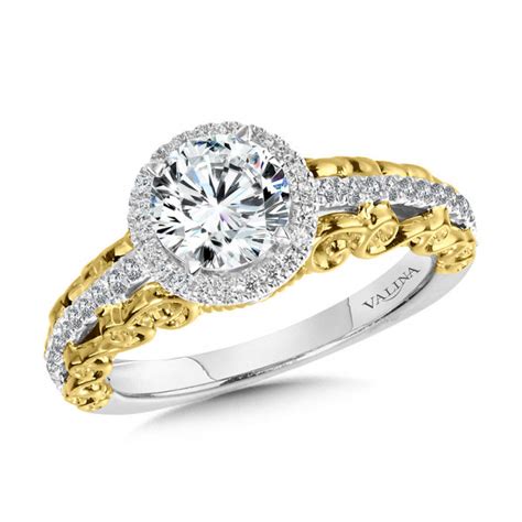 Two Tone Double Halo Diamond Engagement Ring R Wp Valina