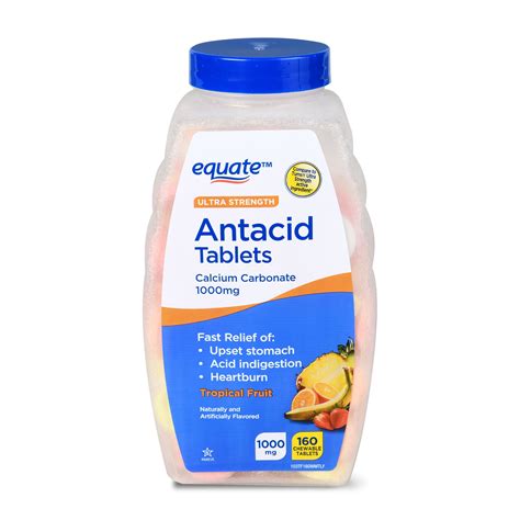 Equate Ultra Strength Antacid Tropical Fruit Chewable Tablets 1000 Mg