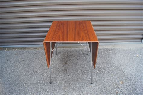 Teak And Steel Drop Leaf Dining Table Model Machine Age New