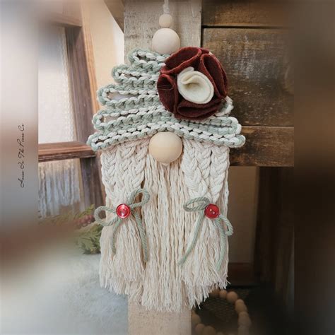 Farmhouse Girl Gnome Girl Gnome With Braids Macrame Gnome Etsy