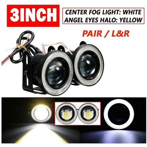 V Zoll Universal Cob Led Drl Fahrlicht Wei Gelb Angel Eyes