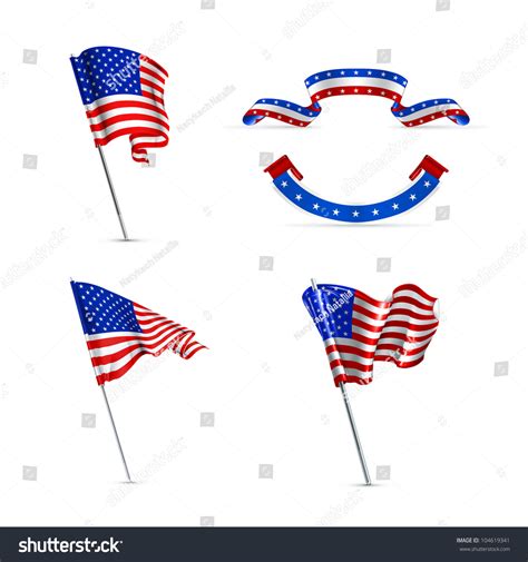 American Flags Set Bitmap Copy Stock Illustration 104619341 Shutterstock