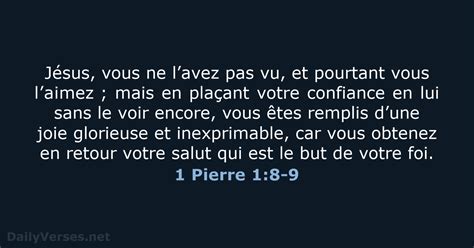 14 Avril 2023 Verset Biblique Du Jour BDS 1 Pierre 1 8 9