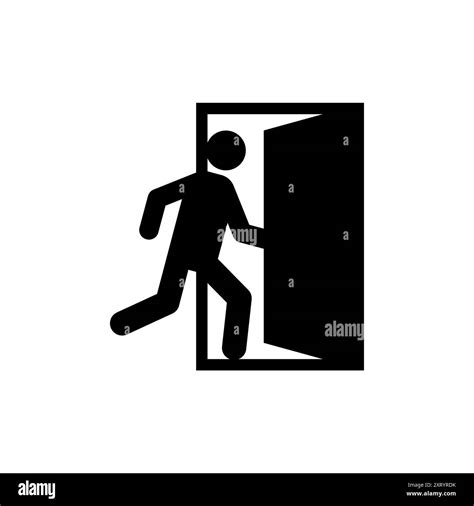 Exit Sign Evacuation Icon Man Exiting Door Symbol Exit Sign For