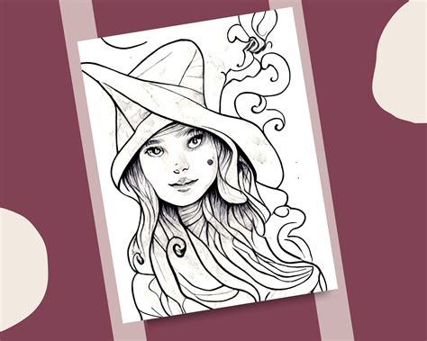 10 Witches Grayscale Coloring Pages Magical Fantasy Witch 10 Pages