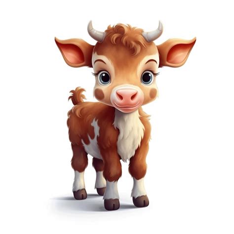 Premium AI Image There Is A Brown And White Cow Standing On A White