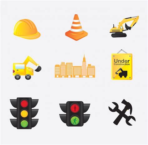 Iconos de construcción Vector Premium