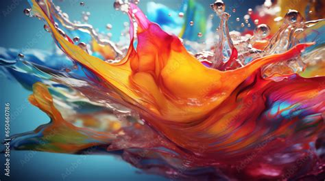 Colorful abstract background with water splash curve, full splash in ...