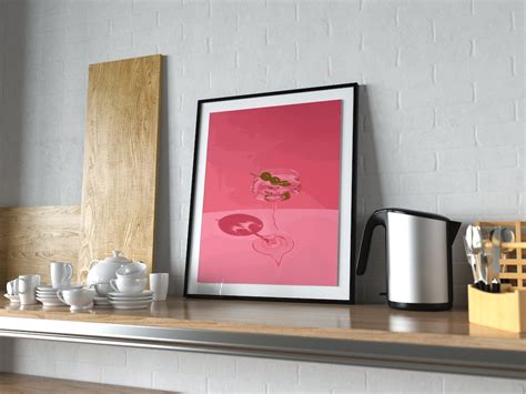 Martini Melting Pink Print Wall Decor Digital Print Large Print Drink