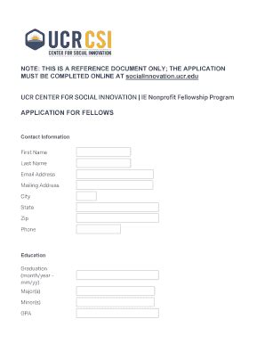 Fillable Online Ucr Center For Social Innovationie Nonprofit Fax Email