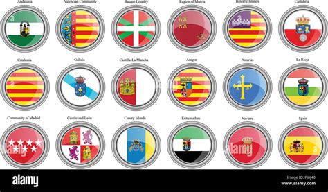 Set Of Icons Autonomous Communities Of Spain Flags Vector Stock