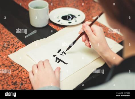 Chinese Calligraphy Lesson Group Of Kids Learn And Practicing