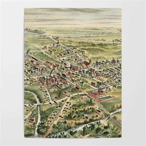 Vintage Pictorial Map of Derry NH (1898) Poster by BravuraMedia | Society6