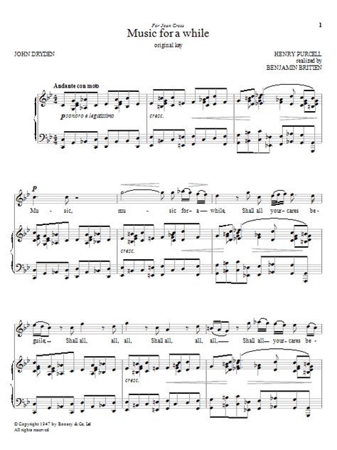 Music For A While Sheet Music Direct