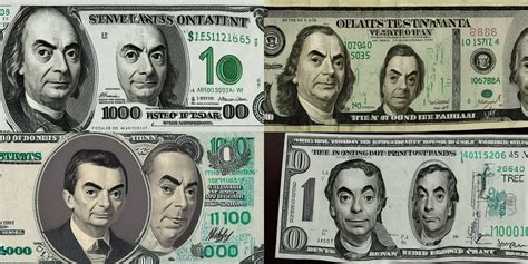 100 Dollar Bill With A Portrait Of Mr Bean Instead Stable Diffusion