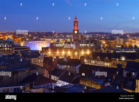 Bradford city centre buildings including the City Hall Stock Photo - Alamy