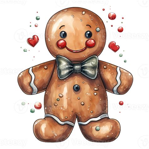 Watercolor Christmas Gingerbread Man Clipart Illustration Ai Generative 27238175 Png