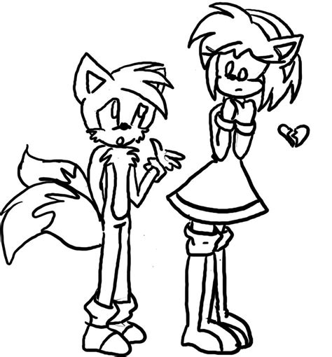 Tails And Amy Line Art By Birdhousebirdy On Deviantart