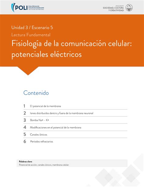 Lectura Fundamental 5 Palabras clave Potencial de acción canales