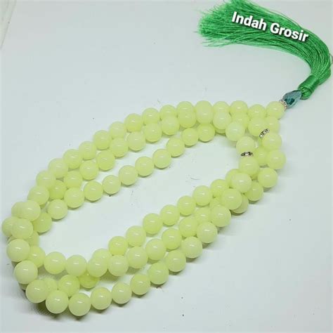 Jual Tasbih Batu Pospor Hijau Menyala Dalam Gelap Mm Butir Original