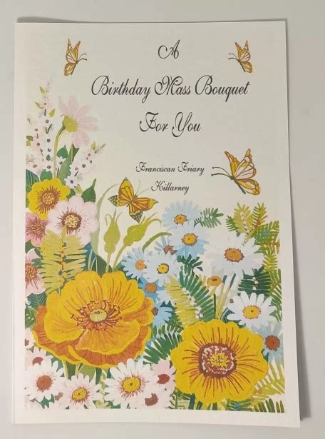 Butterflies And Flowers Birthday Mass Card Care Cards