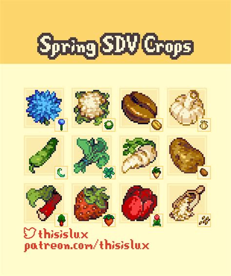 Lux On Twitter The Collection Of Spring Crop Sprites For My Stardew