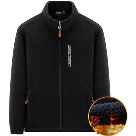 Veste Polaire Homme Marque Hiver Col Montant Zippee Noir