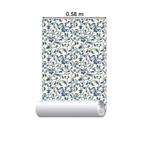 Papel De Parede Adesivo Arabesco Azul N03003