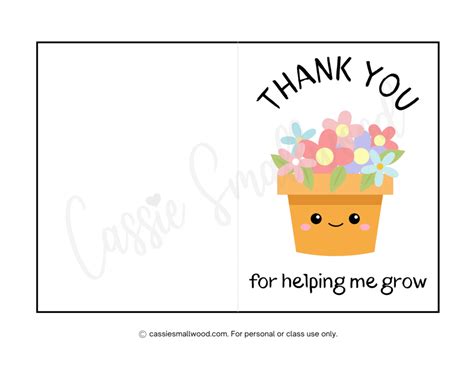 Thank You For Helping Me Grow Card For Teacher Cassie Smallwood