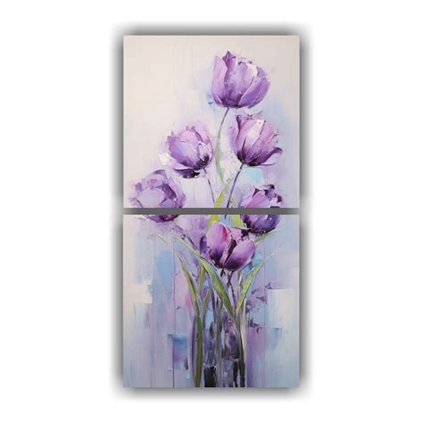 Cuadro De Tulipanes Morados En Lienzo Decocuadros