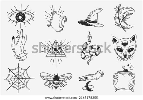 Set Collection Mystical Celestial Dark Holy Stock Vector Royalty Free