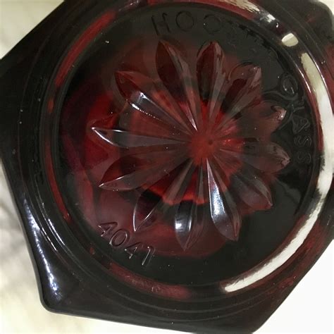 Hoosier Glass Ruby Red Tall Glass Vase 4041 Six Sided