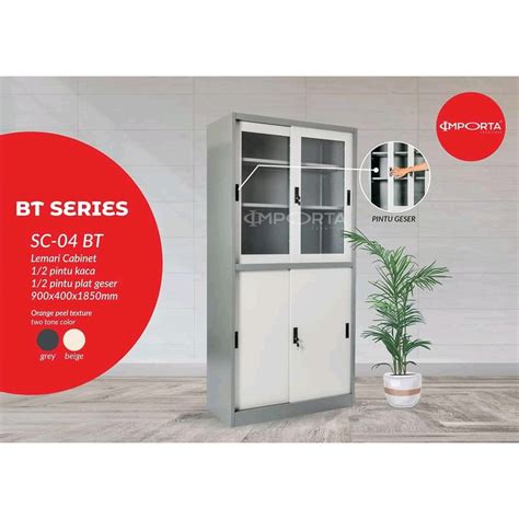 Jual Lemari Arsip Besi 4 Pintu Sliding Importa SC 04 BT Grey Beige