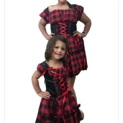 Vestido Caipira Cris M E E Filha Vermelho Xadrez Elo