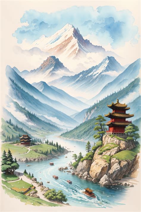 Watercolor Painting Of Mountain Free Stock Photo Public Domain Pictures