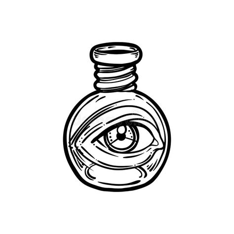 Magic Potion Bottle With Eye Inside Vector Illustration Isolated Spirituality Occultism