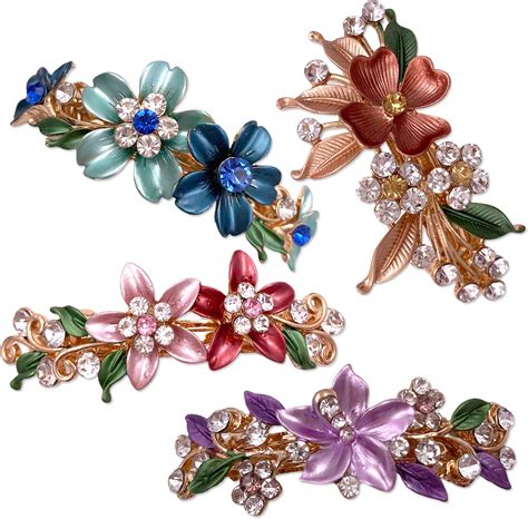 Amazon Pcs Colorful Vintage Flower Design Metal Alligator Hair