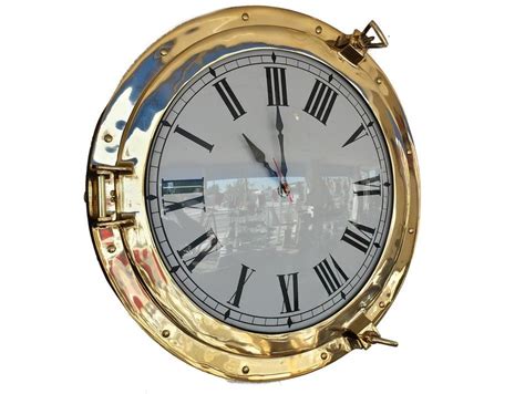 Buy Brass Deluxe Class Porthole Clock 20in Nautical Decor