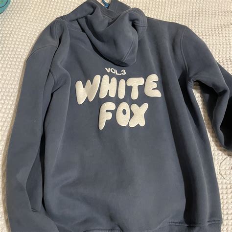 Ocean Blue White Fox Hoodie Slight Stains On Front Depop