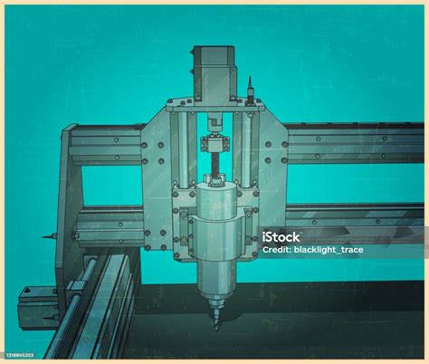 Mesin Cnc Untuk Poster Retro Ukiran 3d Ilustrasi Stok Unduh Gambar Sekarang Mesin Cnc Alat