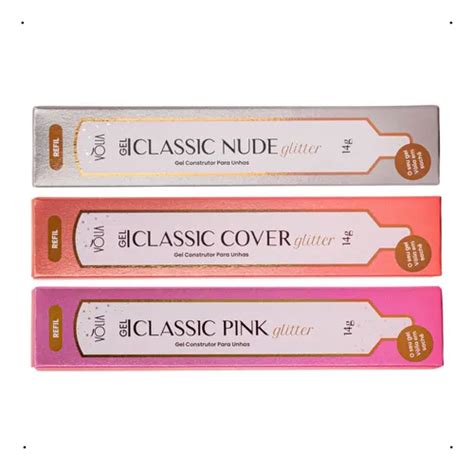 Kit Gel Sachê Classic Glitter Pink Nude Cover Volia g Frete grátis
