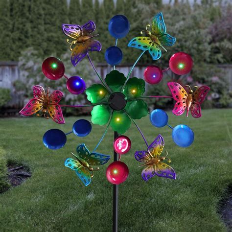 Exhart Solar Rainbow Butterflies Garden Spinner Stake By Inches