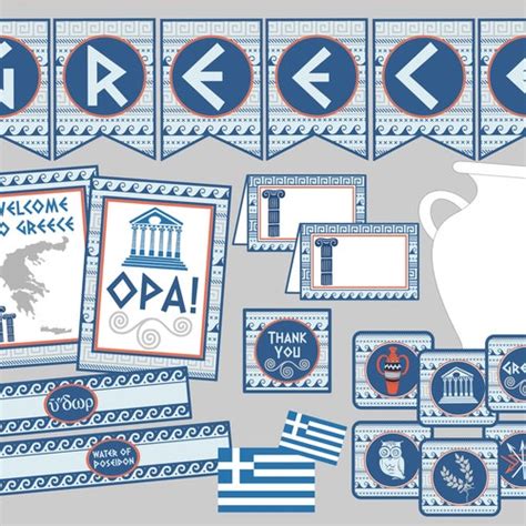 Greek Themed Photo Booth Props Instant Download Printables Etsy