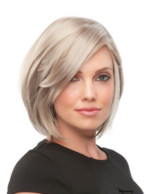 Hand Tied Blonde Inch Chin Length With Bangs Heat Friendly Wigs