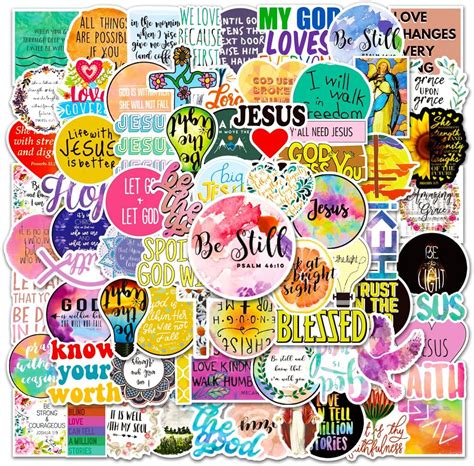 100 Pcs Jesus Christian Bible Stickersvinyl Waterproof Stickers Religious Bible