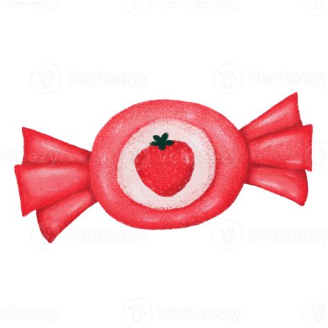 Strawberry Candy Sweet Dessert Crayon Art 19908892 Png