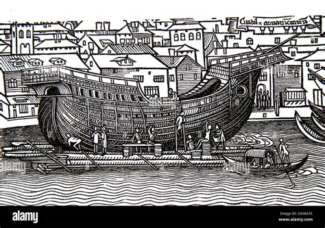 Ship Hull On Dry Dock Modern Period 15th Century Europe Engraving